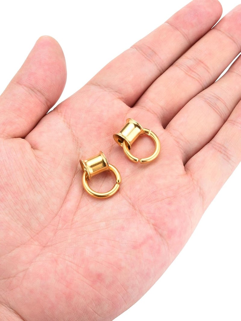 PiercingJ 1 Pair Ear Guages with Rings Ear Weight Plugs Tunnels Hypoallergenic Ear Expander Stretchers 316 Stainless Steel Hoop Earrings Piercing Body Jewelry 0G 00G 1/2" 9/16" - Image 4